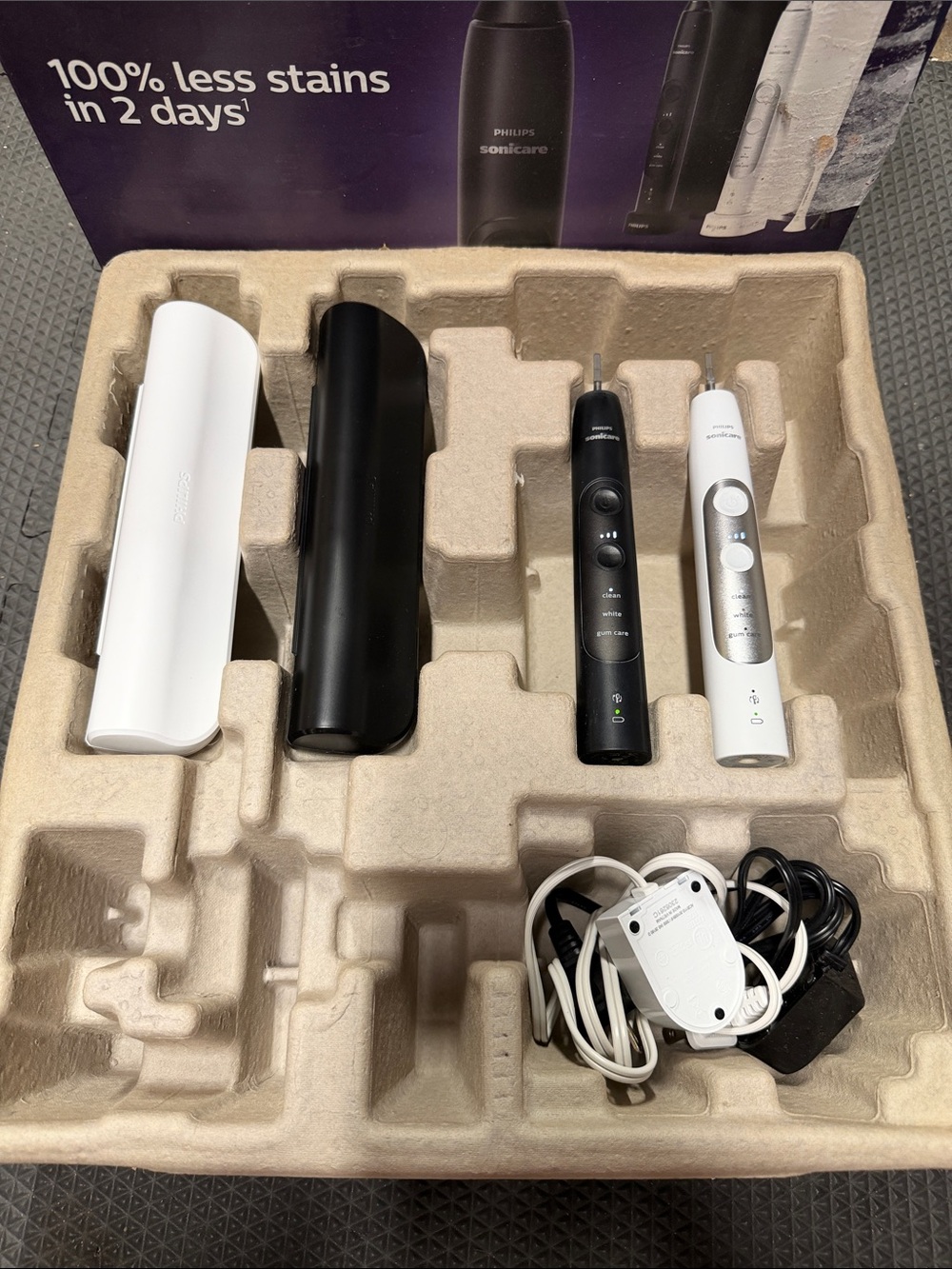 Philips Sonicare Toothbrush Duo with Travel Cases - Black & White